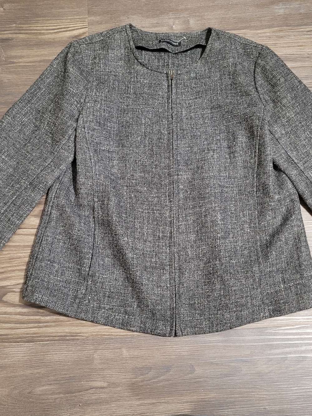 Eileen Fisher Women’s Gray Tweed Zip-Front Jacket 8 P